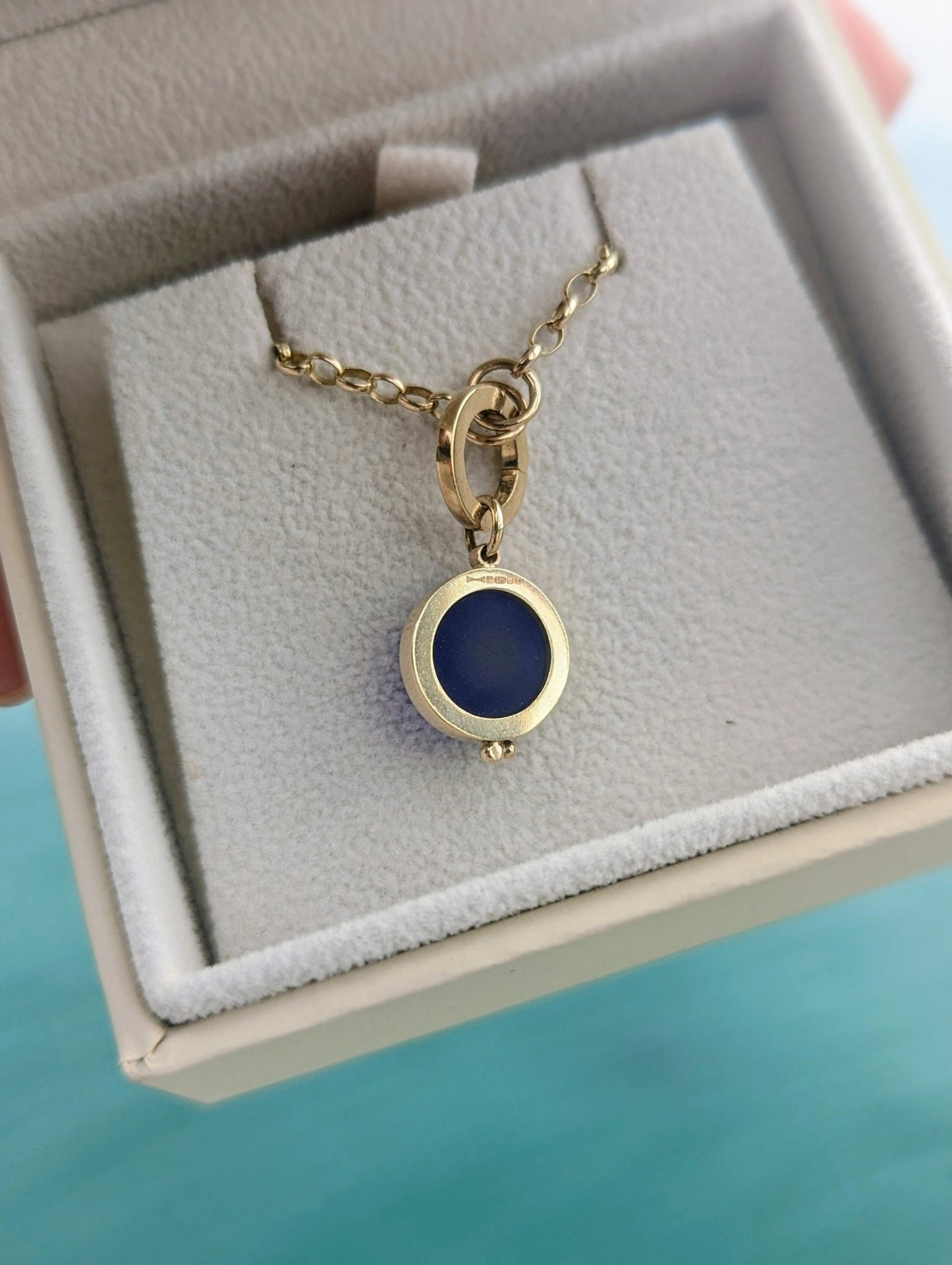 Blue Sea Glass Necklace in Solid 9ct Gold – One of a KindNecklacesBooblinka Jewellery