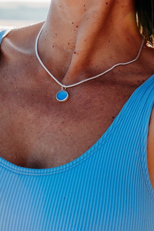 Blue Sea Glass Necklace in Sterling SilverNecklacesBooblinka Jewellery