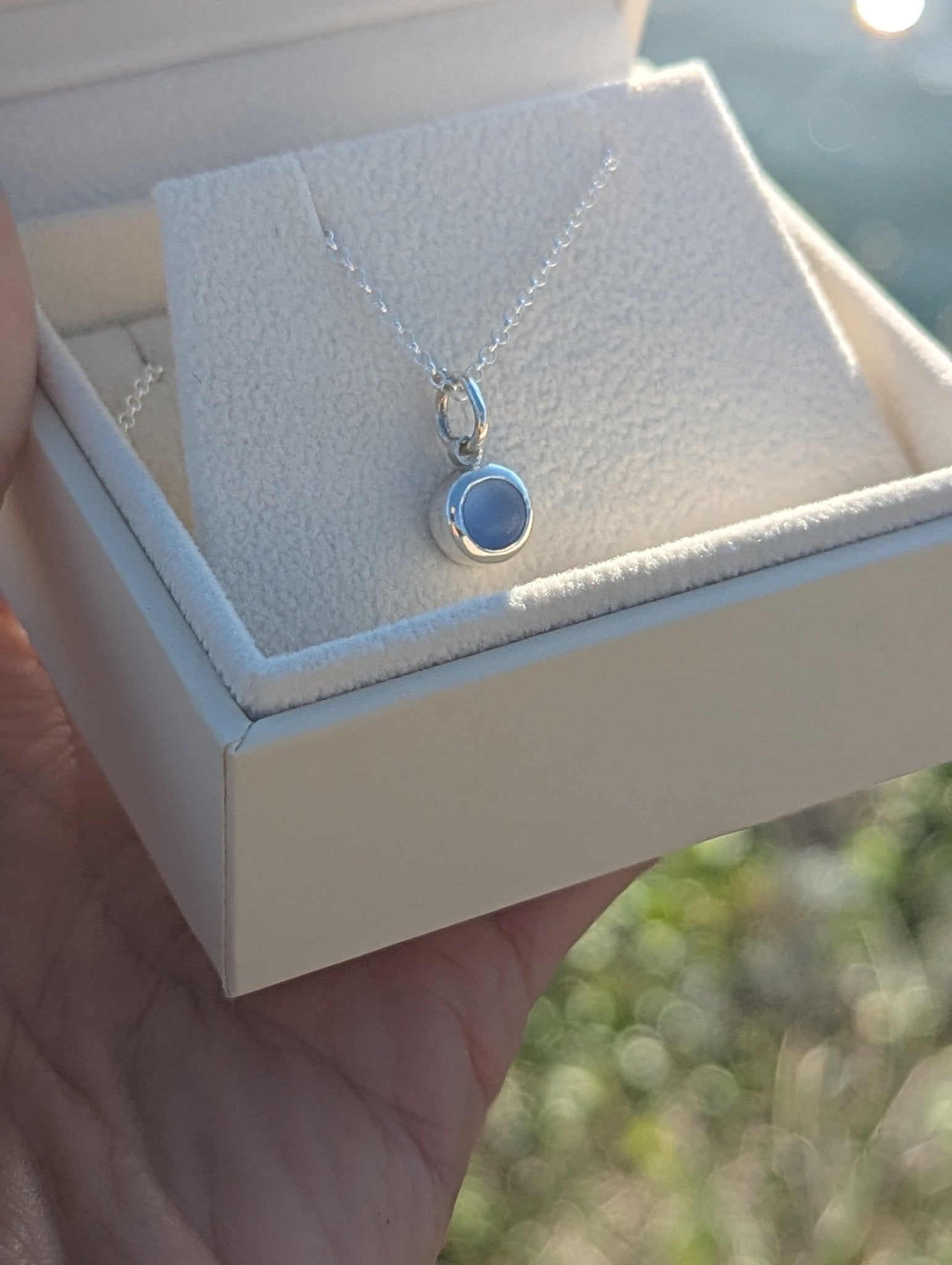 Blue Sea Glass Necklace in Sterling Silver – Everyday Ocean JewelleryNecklacesBooblinka Jewellery