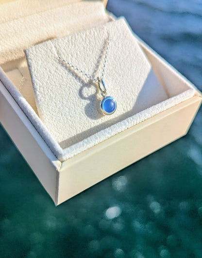 Blue Sea Glass Necklace in Sterling Silver – Everyday Ocean JewelleryNecklacesBooblinka Jewellery