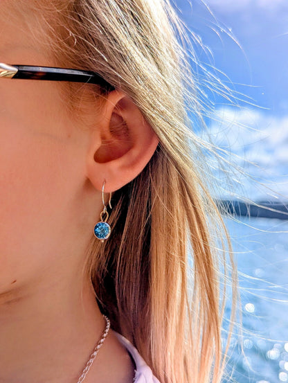 Blue Topaz Dangle Earrings – Silver & Gold, Handmade in CornwallEarringsBooblinka Jewellery