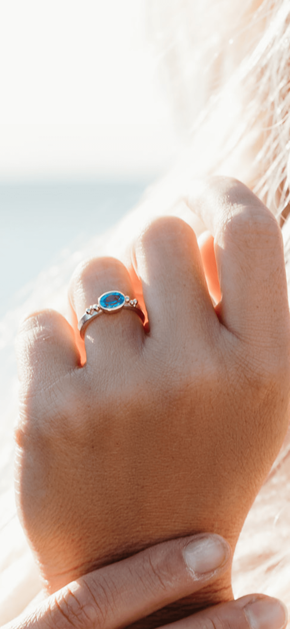Blue Topaz Ring in Sterling Silver with Gold GranulesRingsBooblinka Jewellery