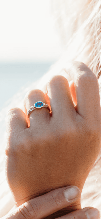 Blue Topaz Ring in Sterling Silver with Gold GranulesRingsBooblinka Jewellery