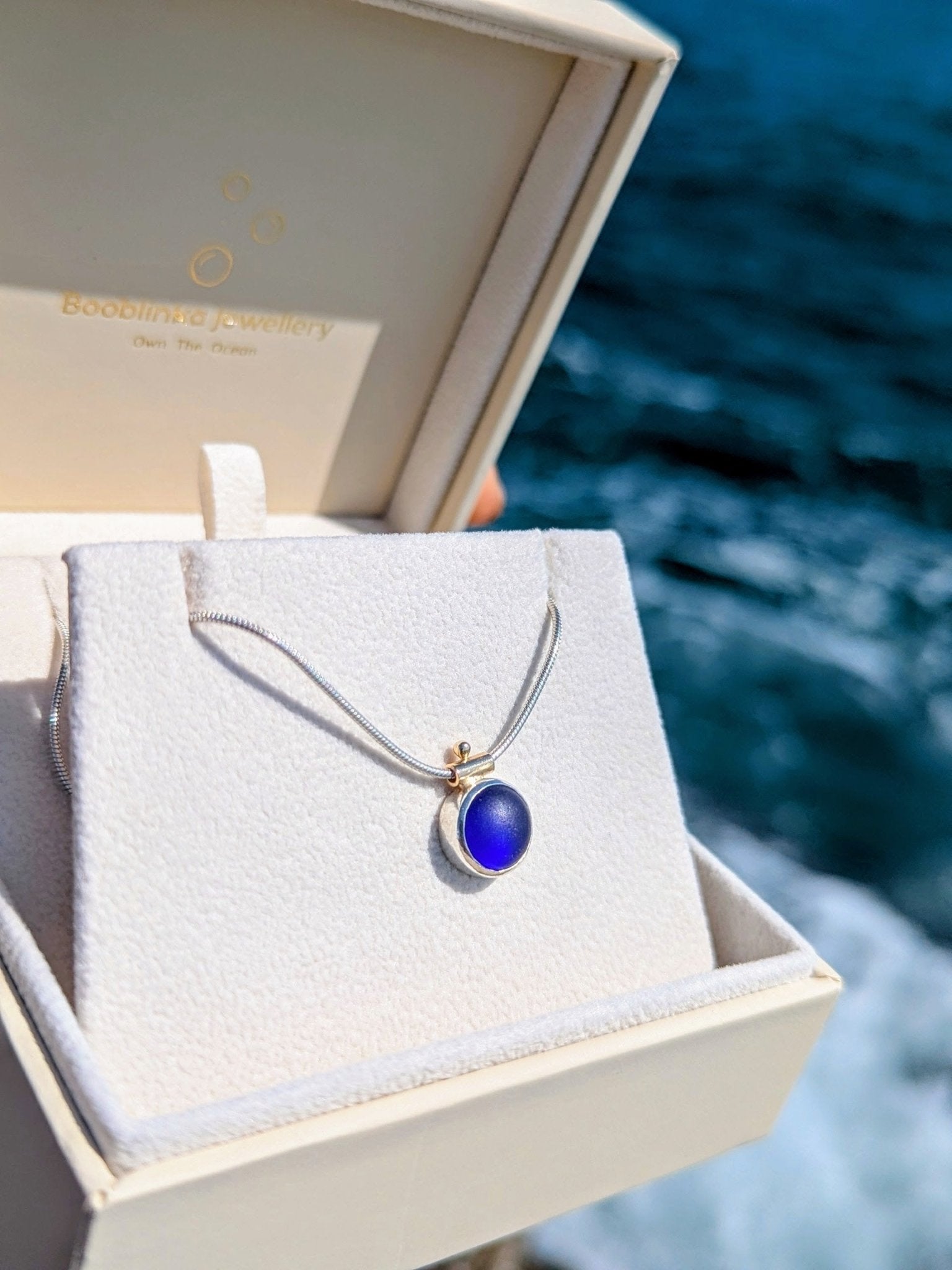 Cobalt Blue Sea Glass Necklace in Silver and Gold – Handmade in Cornwall - Allure CollectionNecklacesBooblinka Jewellery