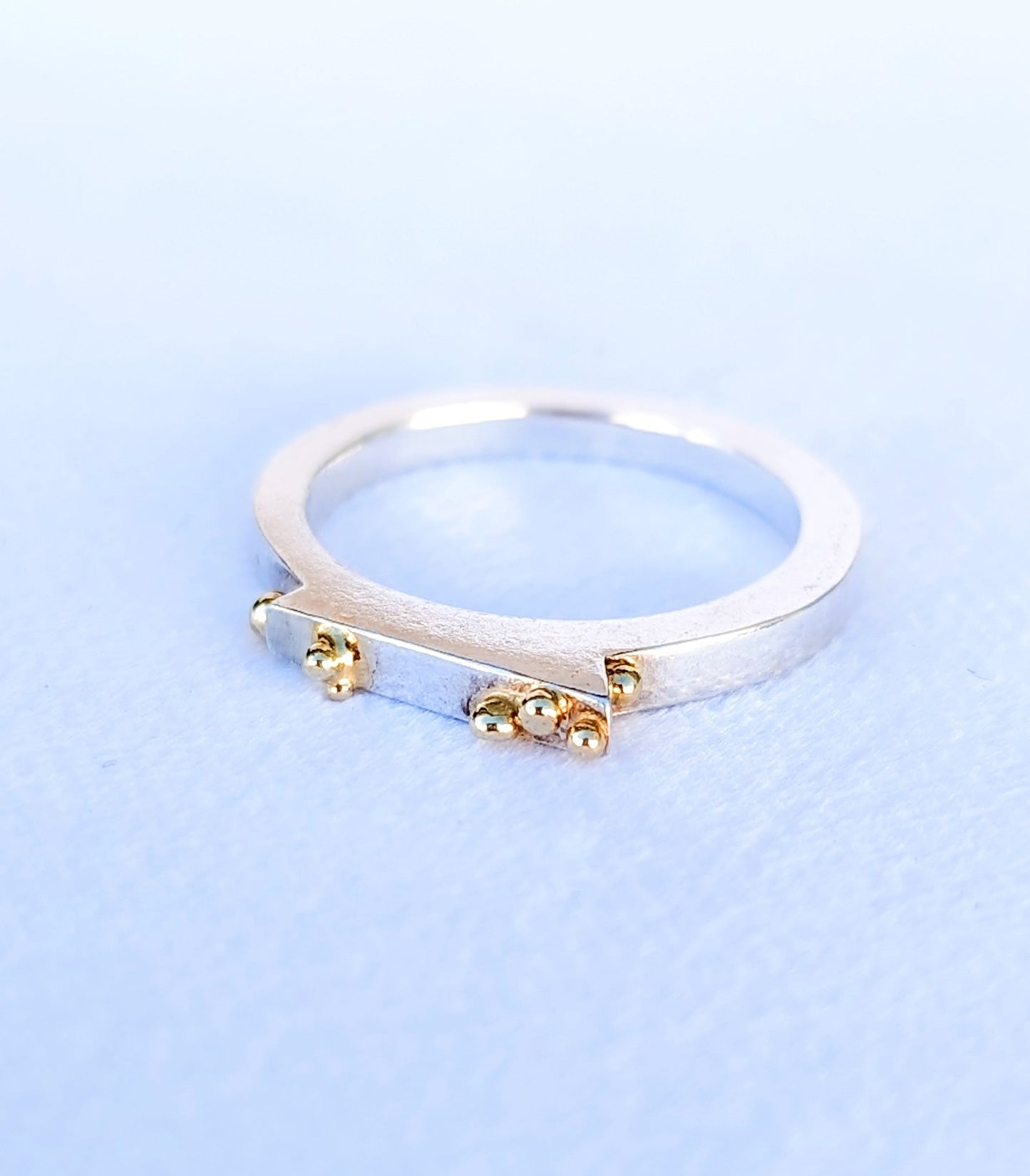 Contemporary Silver Ring with 9ct Gold GranulesRingsBooblinka Jewellery