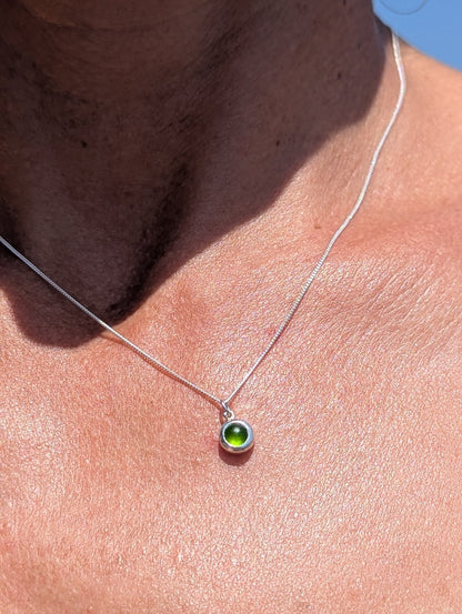 Dainty Green Sea Glass Necklace in Sterling SilverNecklacesBooblinka Jewellery