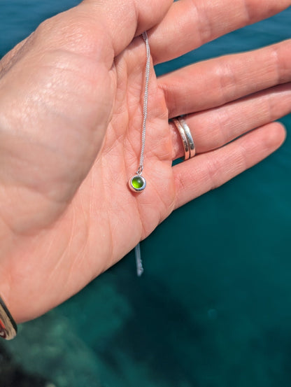 Dainty Green Sea Glass Necklace in Sterling SilverNecklacesBooblinka Jewellery