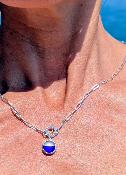 Double Coloured Blue & White Sea Glass Necklace in Sterling SilverNecklacesBooblinka Jewellery