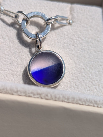 Double Coloured Blue & White Sea Glass Necklace in Sterling SilverNecklacesBooblinka Jewellery