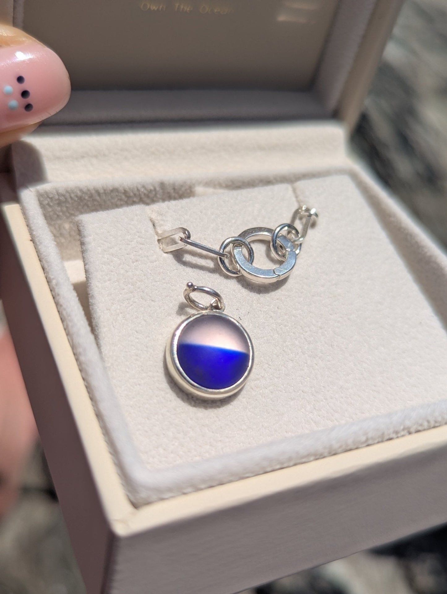 Double Coloured Blue & White Sea Glass Necklace in Sterling SilverNecklacesBooblinka Jewellery