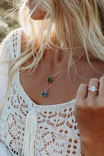 Drop of the Ocean - 18 Carat Gold Pendant with London Blue Topaz Sphere (Pendant Only)NecklacesBooblinka Jewellery