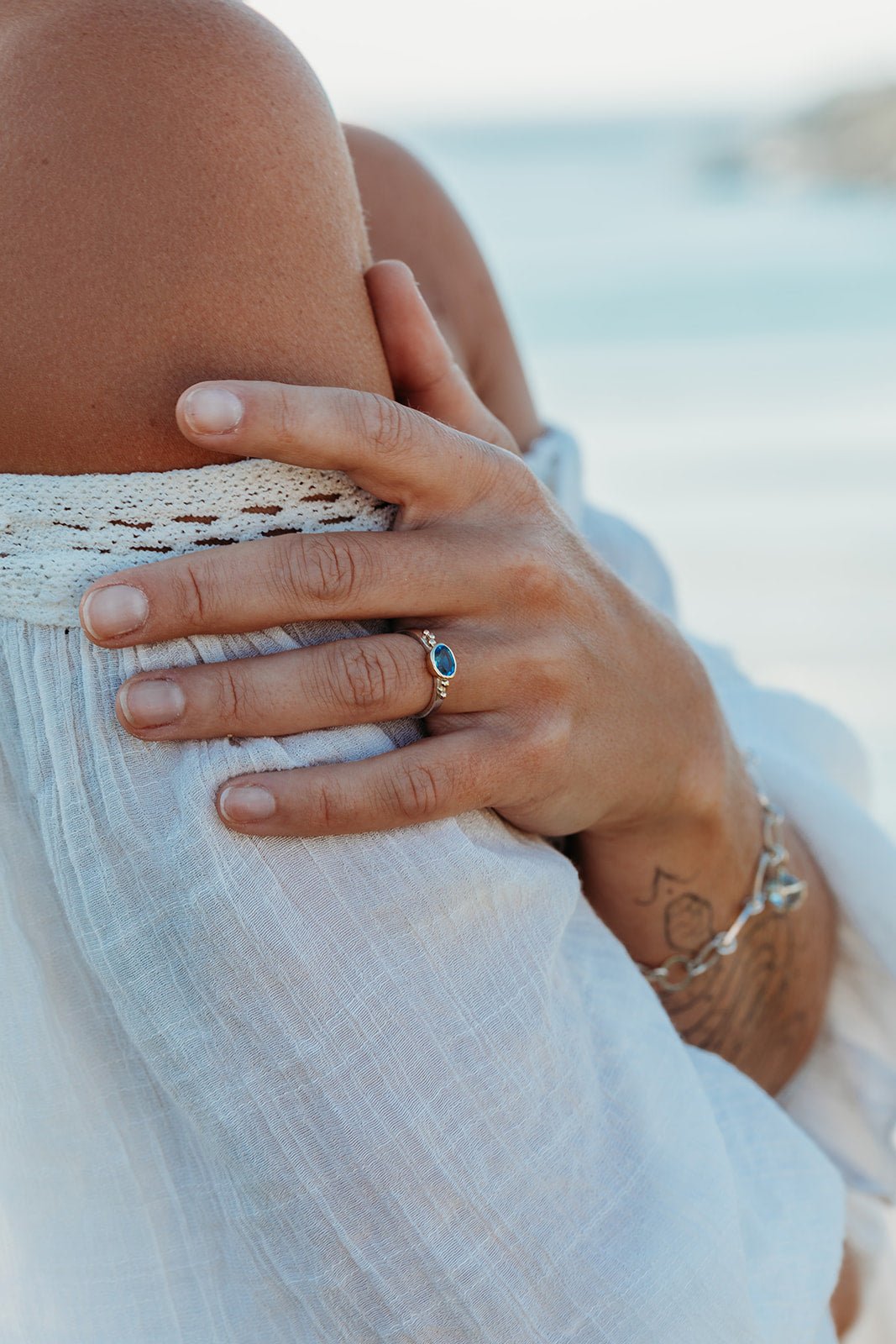 Gold and Silver Engagement Ring with Swiss Blue Topaz - Ocean CollectionRingsBooblinka Jewellery