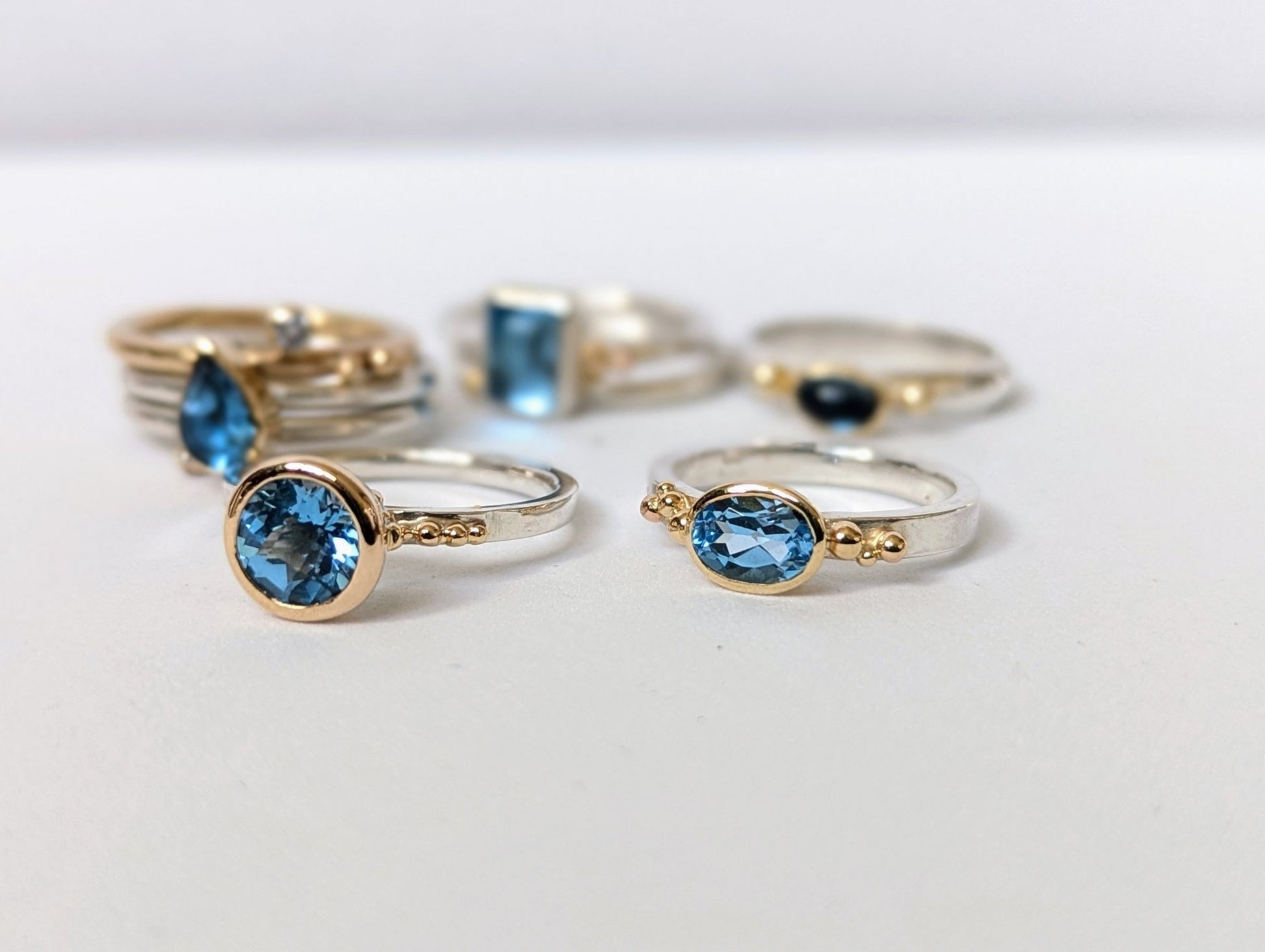 Gold and Silver Engagement Ring with Swiss Blue Topaz - Ocean CollectionRingsBooblinka Jewellery