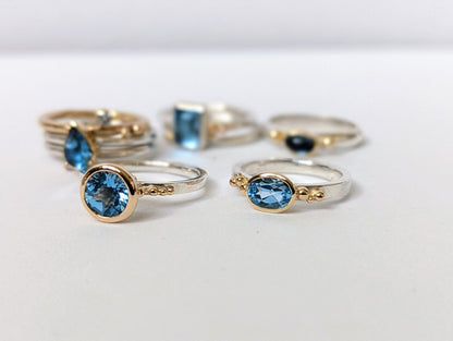 Gold and Silver Engagement Ring with Swiss Blue Topaz - Ocean CollectionRingsBooblinka Jewellery