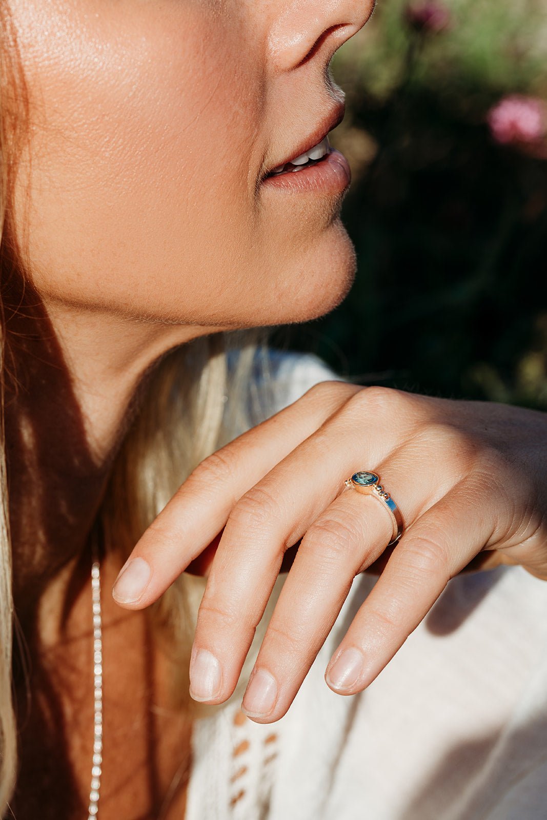 Gold and Silver Engagement Ring with Swiss Blue Topaz - Ocean CollectionRingsBooblinka Jewellery