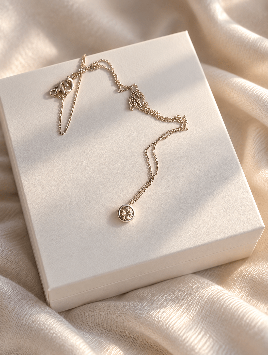 Gold Moissanite Necklace with Silver Setting – One of a KindNecklacesBooblinka Jewellery
