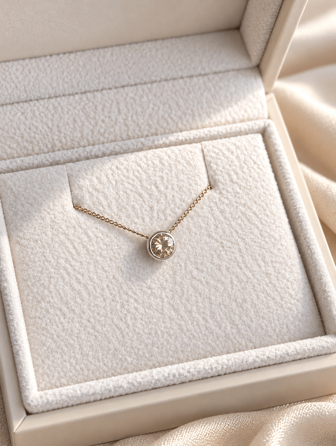 Gold Moissanite Necklace with Silver Setting – One of a KindNecklacesBooblinka Jewellery