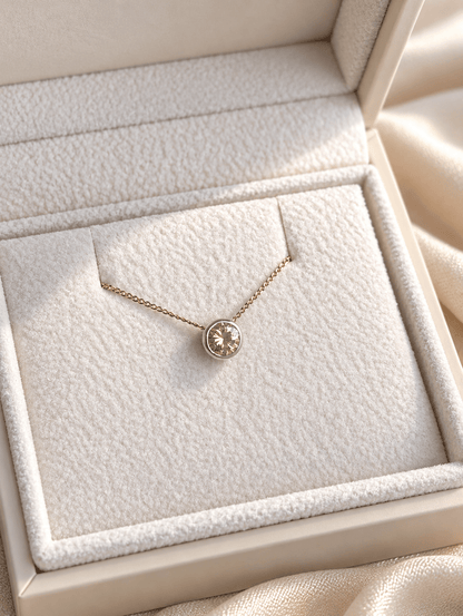 Gold Moissanite Necklace with Silver Setting – One of a KindNecklacesBooblinka Jewellery