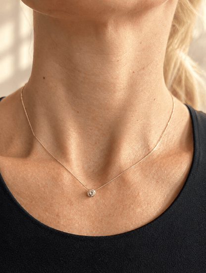Gold Moissanite Necklace with Silver Setting – One of a KindNecklacesBooblinka Jewellery