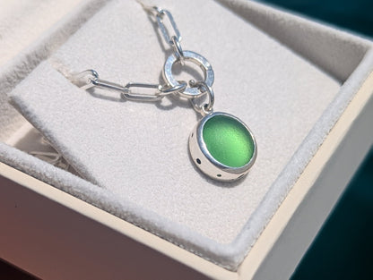 Green Sea Glass Necklace in Sterling SilverNecklacesBooblinka Jewellery
