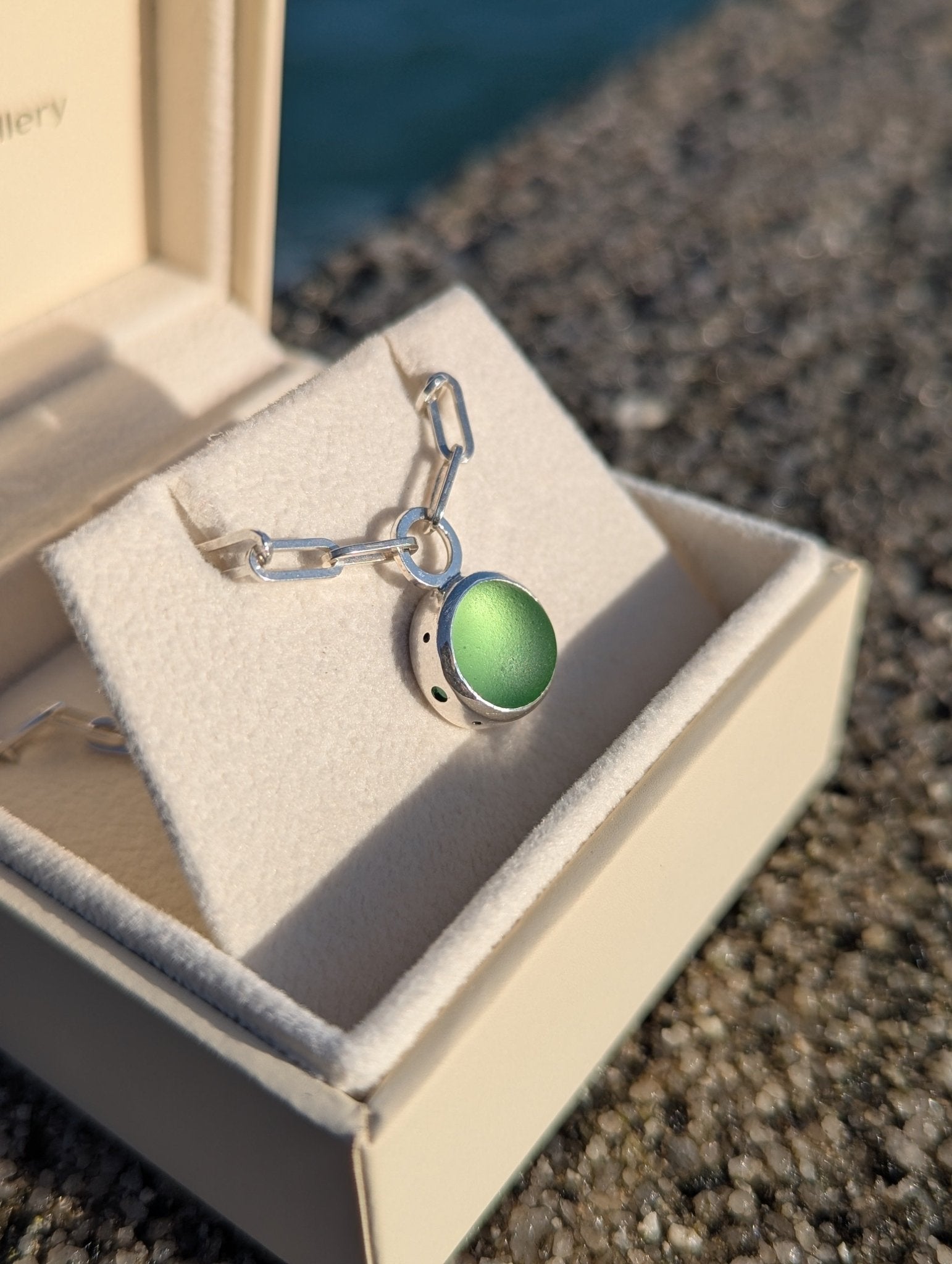 Green Sea Glass Necklace – Sterling Silver with Paperclip ChainOcean - Inspired NecklacesBooblinka Jewellery