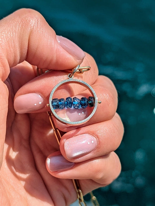 HALO London Blue Topaz Spinning Necklace in Solid 9ct GoldNecklacesBooblinka Jewellery