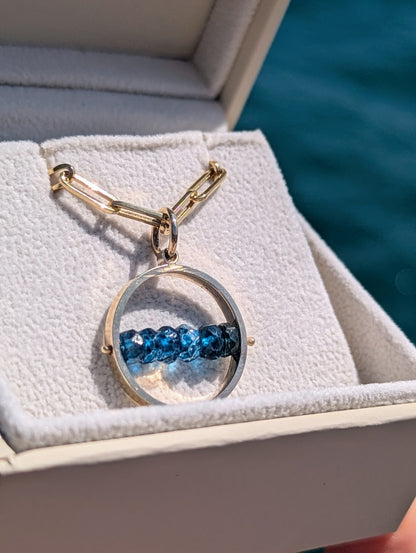 HALO London Blue Topaz Spinning Necklace in Solid 9ct GoldNecklacesBooblinka Jewellery