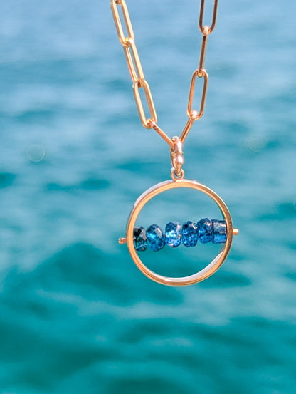 HALO London Blue Topaz Spinning Necklace in Solid 9ct GoldNecklacesBooblinka Jewellery