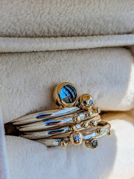 London Blue Topaz and Diamonds Stacker Rings - Ocean CollectionRingsBooblinka Jewellery