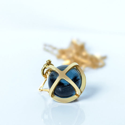 Drop of The Ocean - 18 carat gold Pendant with London Blue TopazNecklacesBooblinka Jewellery