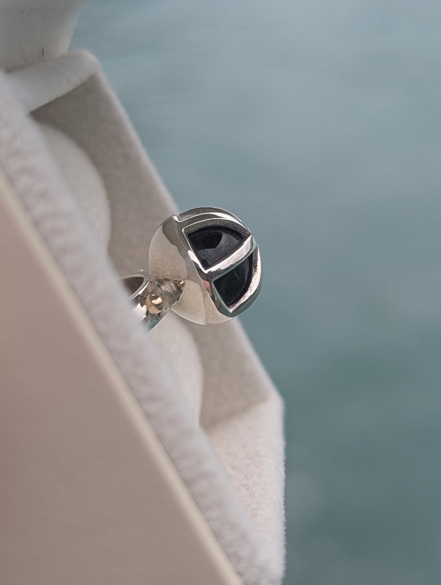 London Blue Topaz Statement Ring in Sterling Silver & 9ct Gold – Size P 1/2RingsBooblinka Jewellery