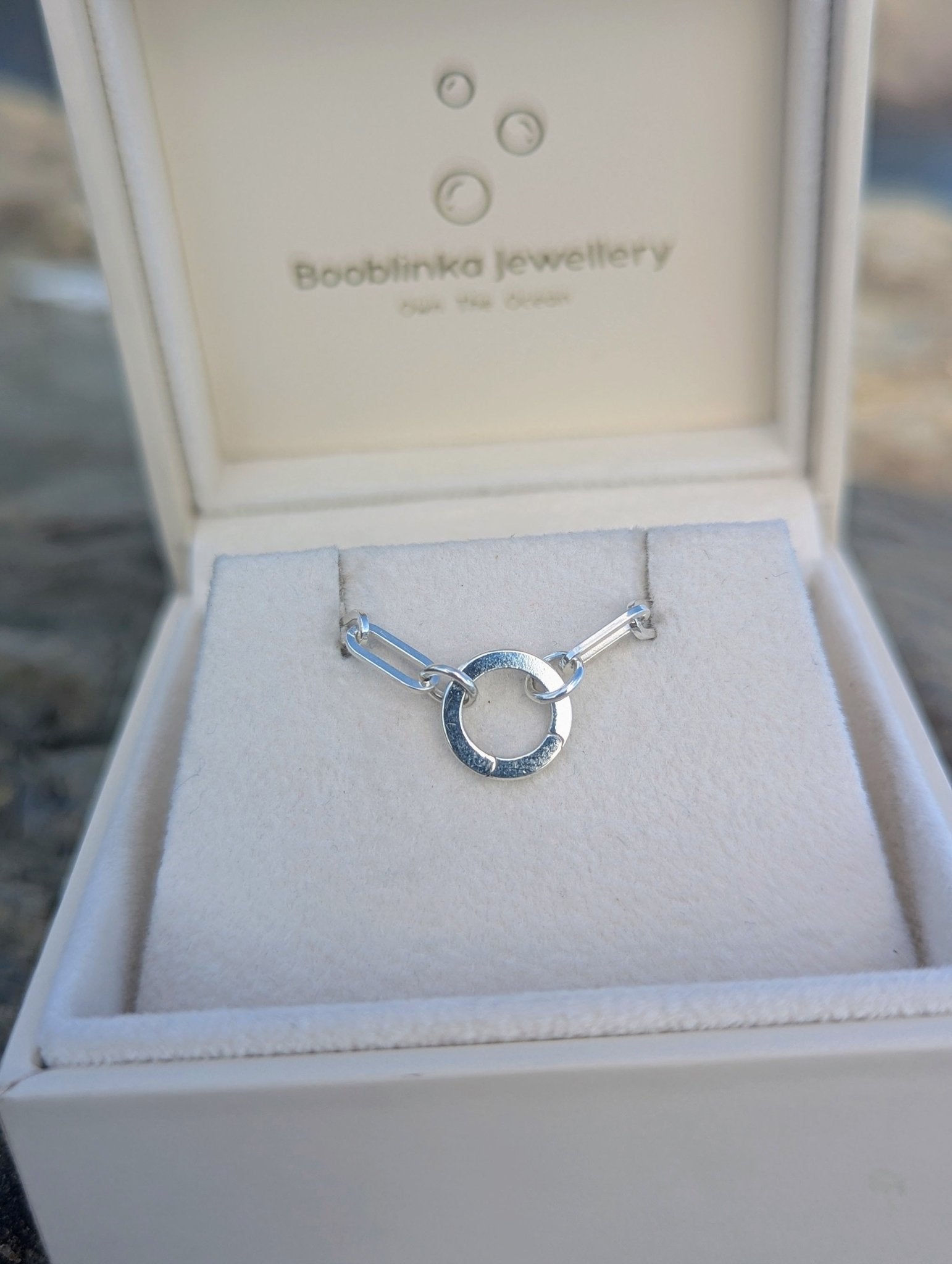 Mini Minstrel Spinning Necklace in Sterling Silver with Blue DiamondsNecklacesBooblinka Jewellery