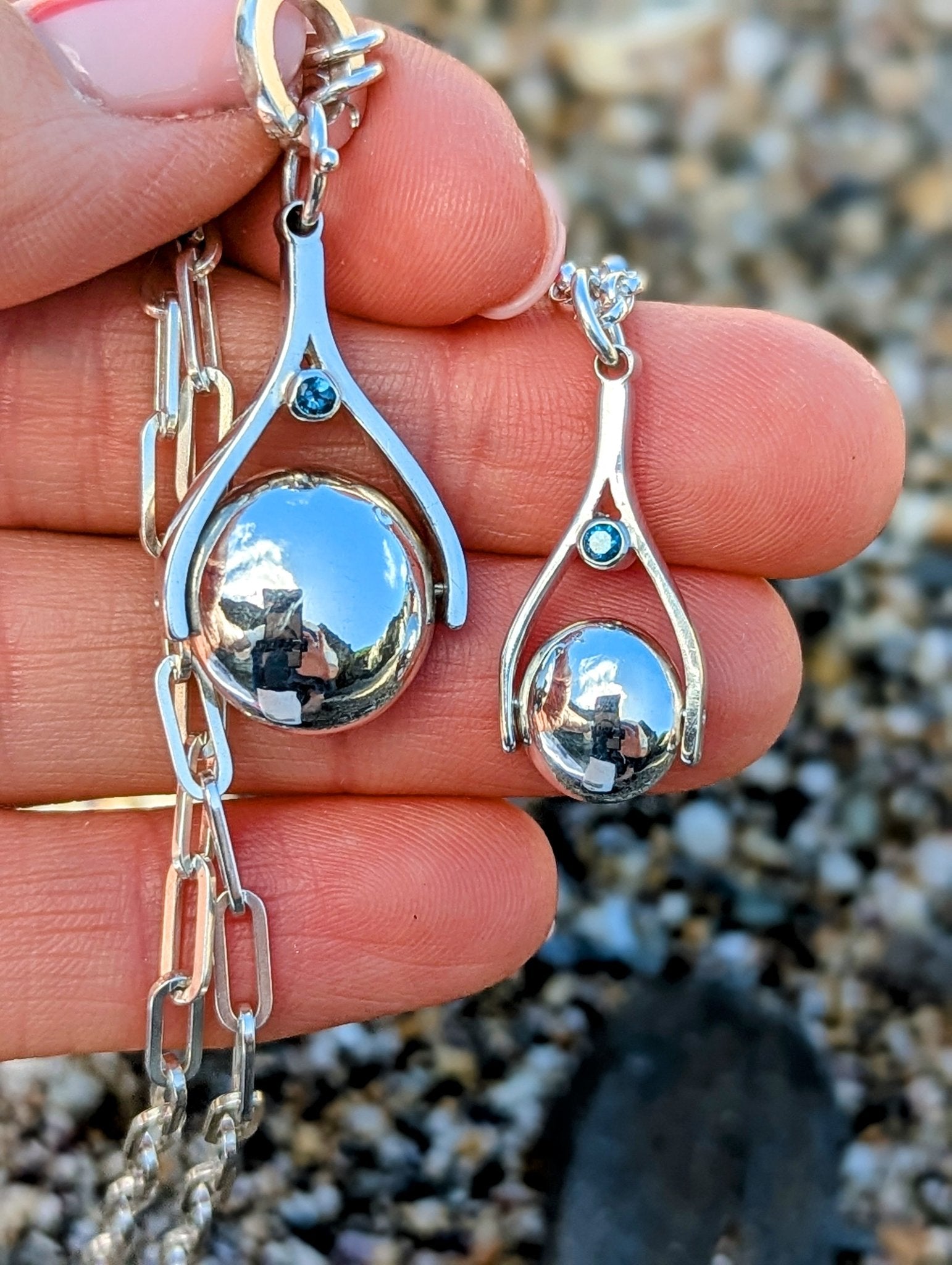Mini Spinning Necklace in Sterling Silver with London Blue Topaz – Made to OrderNecklacesBooblinka Jewellery
