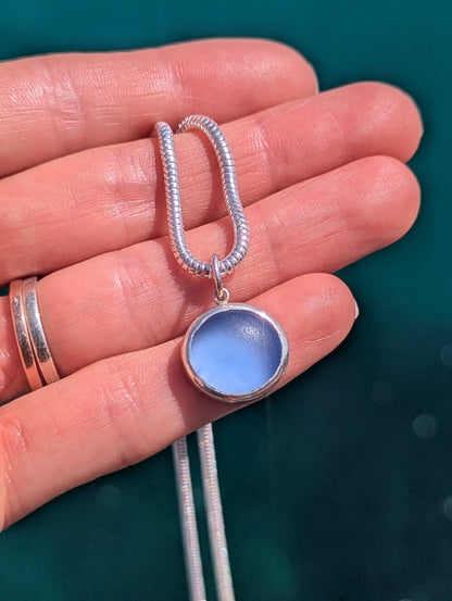 One of a Kind Blue Sea Glass Necklace in Sterling SilverNecklacesBooblinka Jewellery