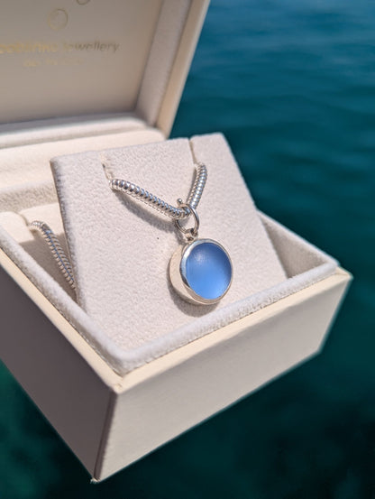 One of a Kind Blue Sea Glass Necklace in Sterling SilverNecklacesBooblinka Jewellery