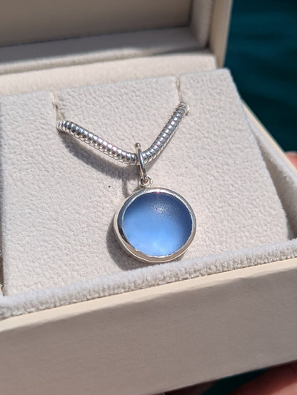 One of a Kind Blue Sea Glass Necklace in Sterling SilverNecklacesBooblinka Jewellery