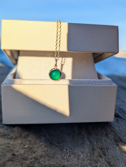 One of a Kind Green Sea Glass Necklace in Solid 9ct GoldNecklacesBooblinka Jewellery