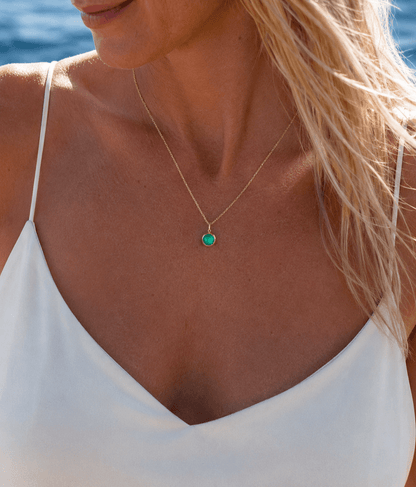 One of a Kind Green Sea Glass Necklace in Solid 9ct GoldNecklacesBooblinka Jewellery