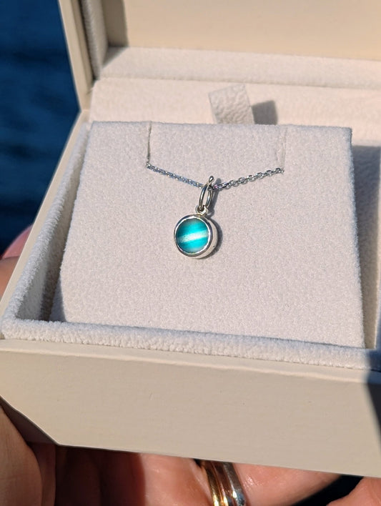 One of a Kind Teal Sea Glass Necklace in 9ct White GoldNecklacesBooblinka Jewellery