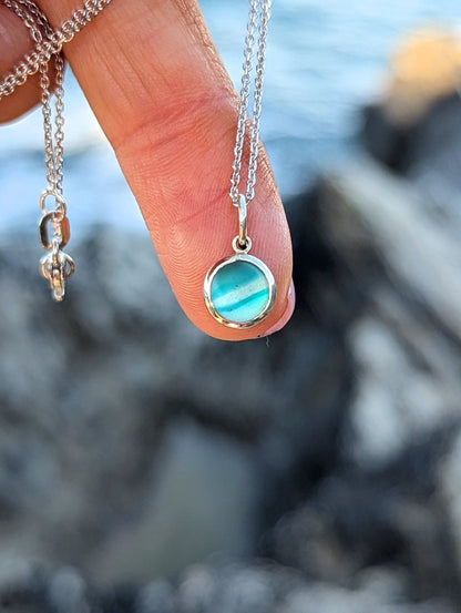 One of a Kind Teal Sea Glass Necklace in 9ct White GoldNecklacesBooblinka Jewellery