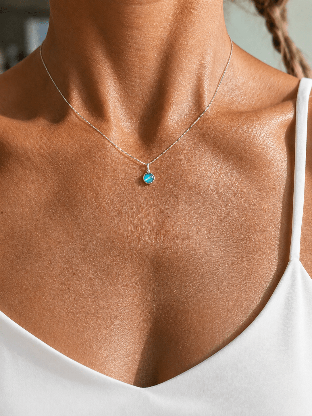 One of a Kind Teal Sea Glass Necklace in 9ct White GoldNecklacesBooblinka Jewellery