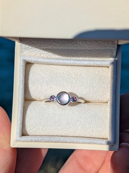 Pink Sea Glass Ring in Silver with Tourmalines – One of a Kind, Handcrafted in Cornwallengagement ringBooblinka Jewellery