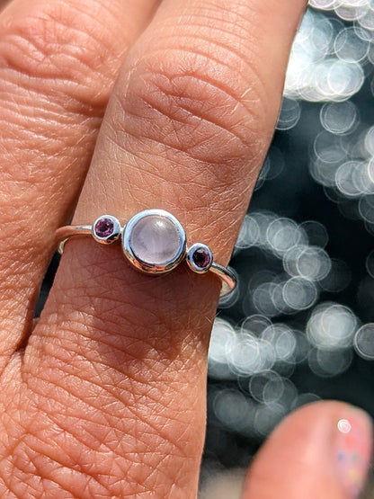 Pink Sea Glass Ring in Silver with Tourmalines – One of a Kind, Handcrafted in Cornwallengagement ringBooblinka Jewellery