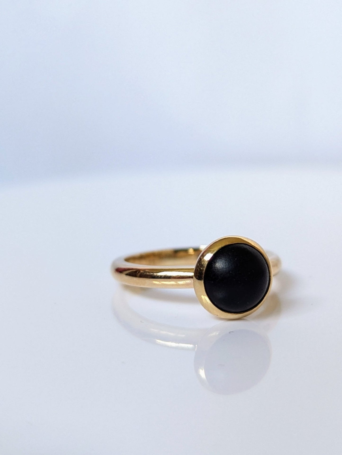 Pirate Black Sea Glass Gold Ring – Unique Alternative Engagement Ring by Booblinka Jewellery