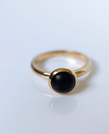 Pirate Black Sea Glass Gold Ring – Unique Alternative Engagement Ring - Allure CollectionRingsBooblinka Jewellery