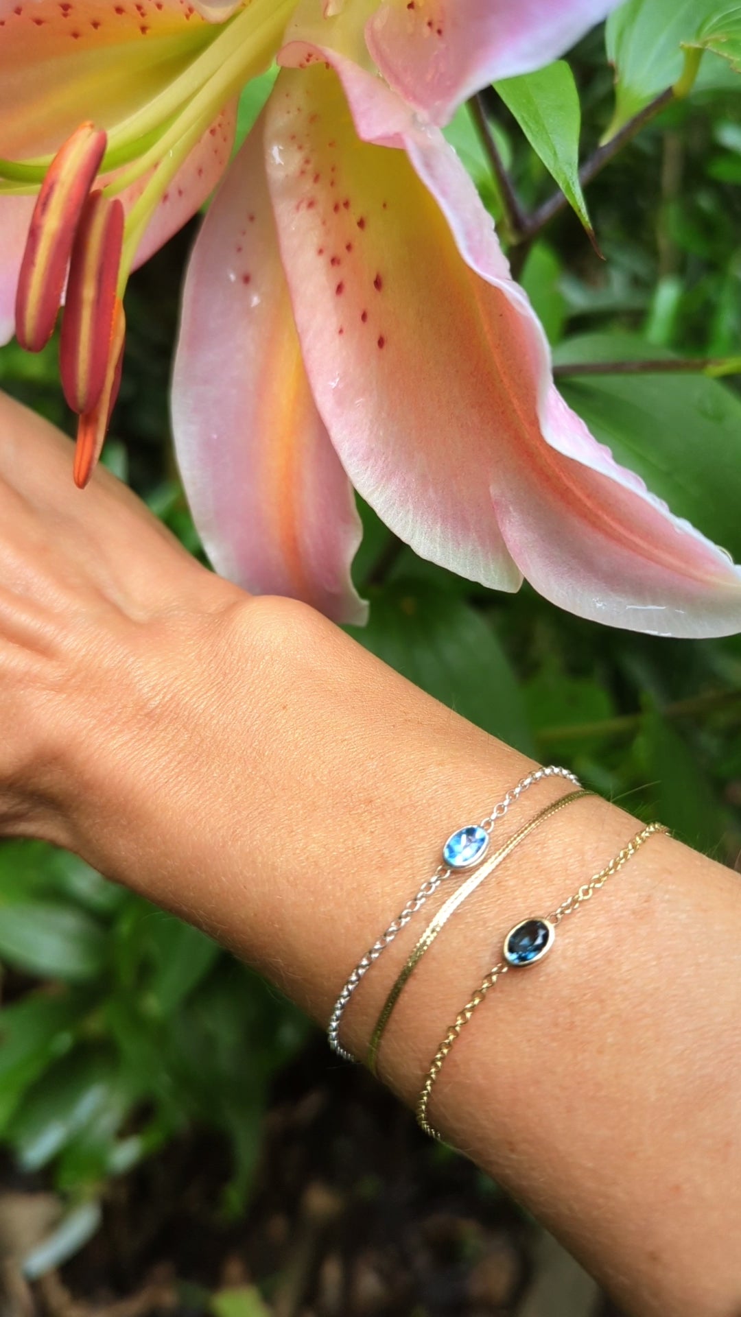 Swiss Blue Topaz Sterling Silver Bracelet 
 from Ocean Collection on a hand 