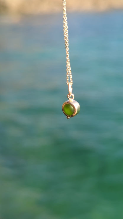 Green Sea Glass Necklace in Solid 9ct Gold – Allure Collection