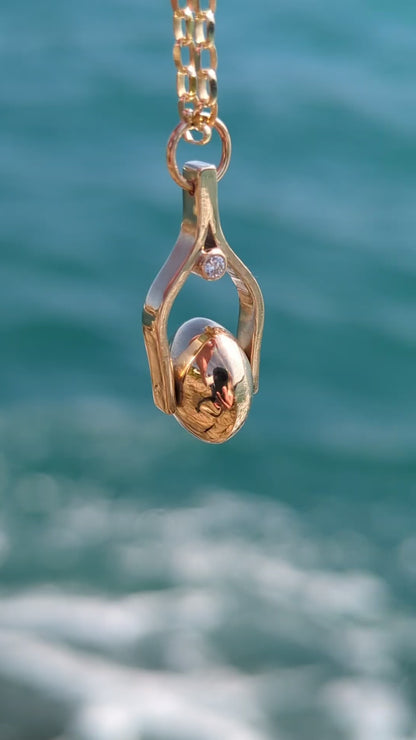 Solid Gold Spinning Necklace with Ocean Diamonds
