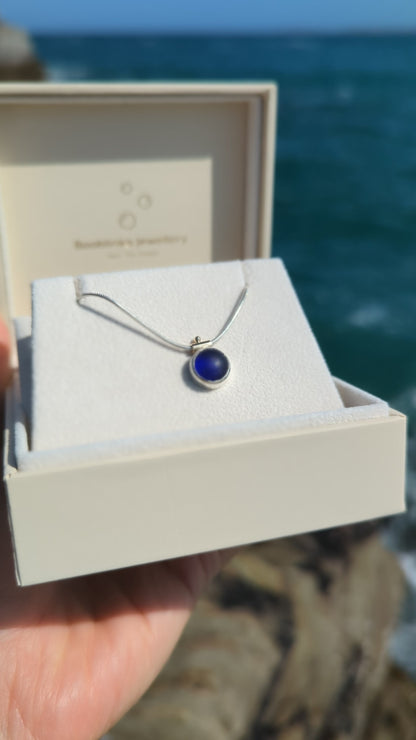 Cobalt Blue Sea Glass Necklace in Silver and Gold – Handmade in Cornwall - Allure Collection