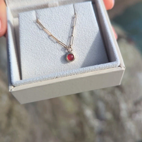 Handmade gold sea glass necklace presented in Booblinka jewellery box